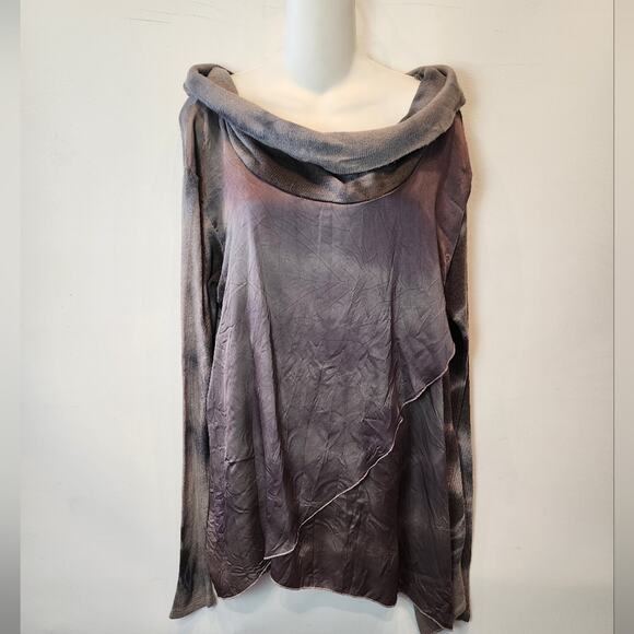 New Vintage Concepts Gray Cowl Neck Marble Silk Print Tunic Top Size M - Picture 7 of 12